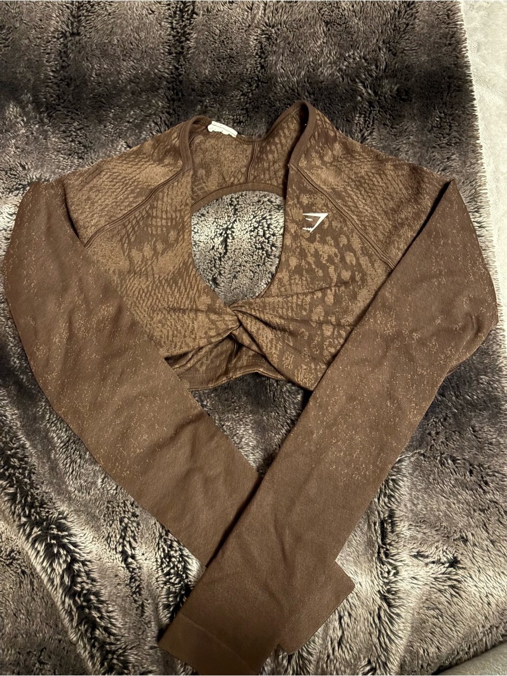 Gymshark Brown Off-Shoulder Twist Crop Sweater